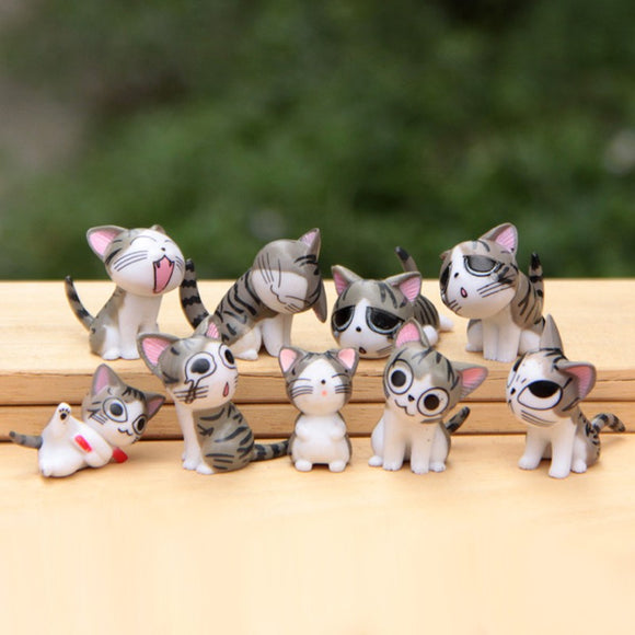9 pcs Lovely Cat Figures For Home Decoration