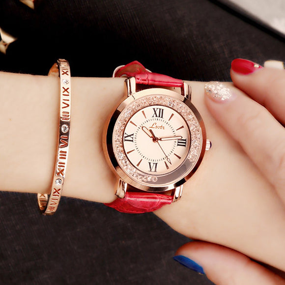 Women's Watch, Beautiful Roman Numerals Dial Quartz Wrist Watch, Leather Band Strap Watch for Women